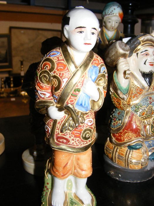 Selection of eight Satsuma oriental figures - the - Image 3 of 7