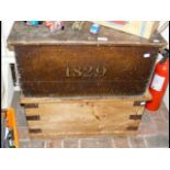 Antique storage box, together with one other