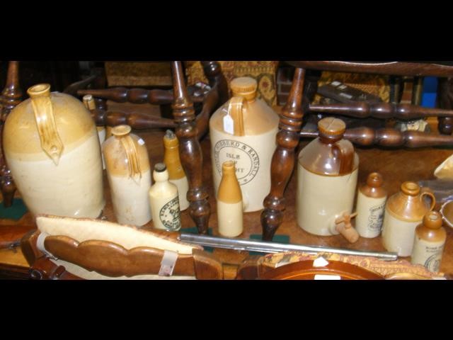 Various collectable stoneware flagons and bottles,