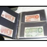 An album containing banknotes from the UK and othe