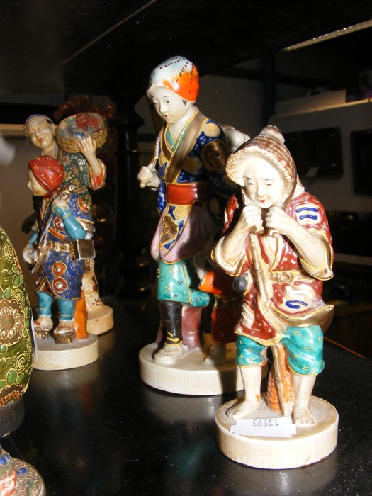 Selection of eight Satsuma oriental figures - the - Image 6 of 7