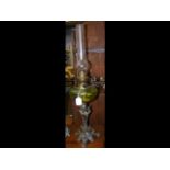 A decorative Victorian oil lamp with Art Nouveau m