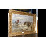 GUSTAVE DE BREANSKI - oil on canvas of sailing ves