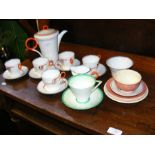 A Shelley Art Deco teaset, together with other cer