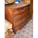 A 19th century mahogany bow front chest of two sho