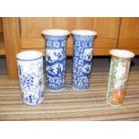 Four oriental sleeve vases
