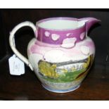 A 19th century Sunderland lustre jug with view ent