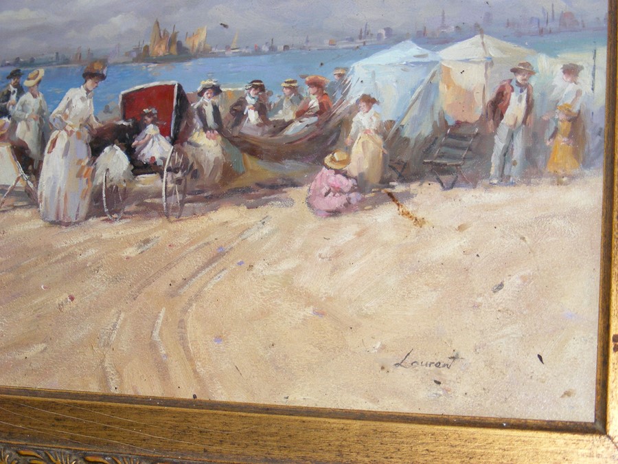 LAURENT - painting of Victorian beach scene - 30cm x 6 - Image 2 of 4
