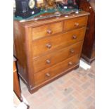 A 19th century teak chest of two short and three l