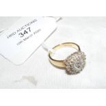 A lady's heart shaped diamond cluster ring (approx