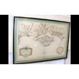 An antique hand coloured French sea chart depictin