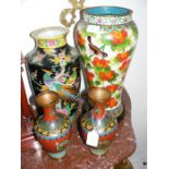 A 40cm high cloisonne vase on stand, together with