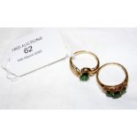 Two gold rings set with Russian diopside