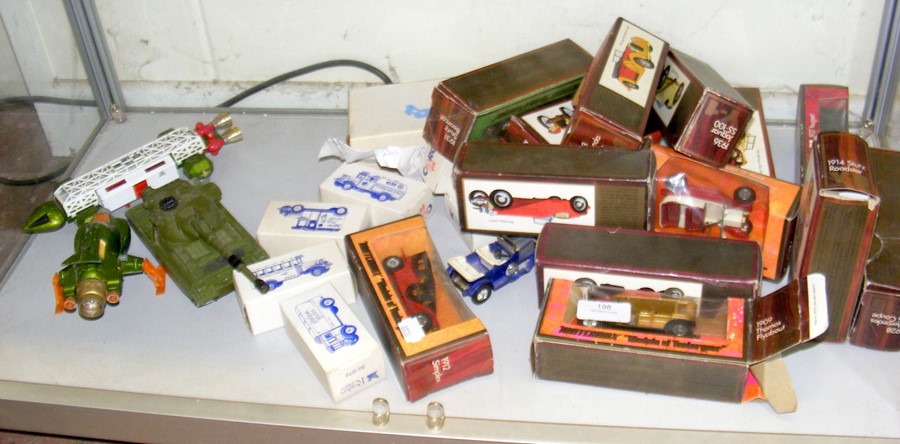 A collection of die-cast vehicles, some boxed, inc