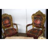 A pair of decorative gilt armchairs for restoratio