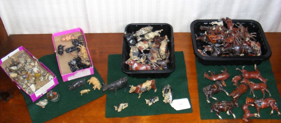 A collection of lead farmyard animals, including B