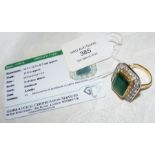 A large emerald and diamond Art Deco style ring -