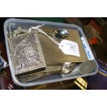 A silver cigarette case, spoons, etc.