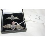 Two solid silver RAF brooches