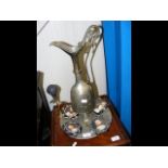 A ewer together with four decorative frames and a