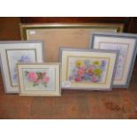 Four original watercolours of flowers by Rhys Shep
