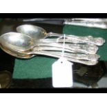 A set of six silver Kings Pattern dessertspoons
