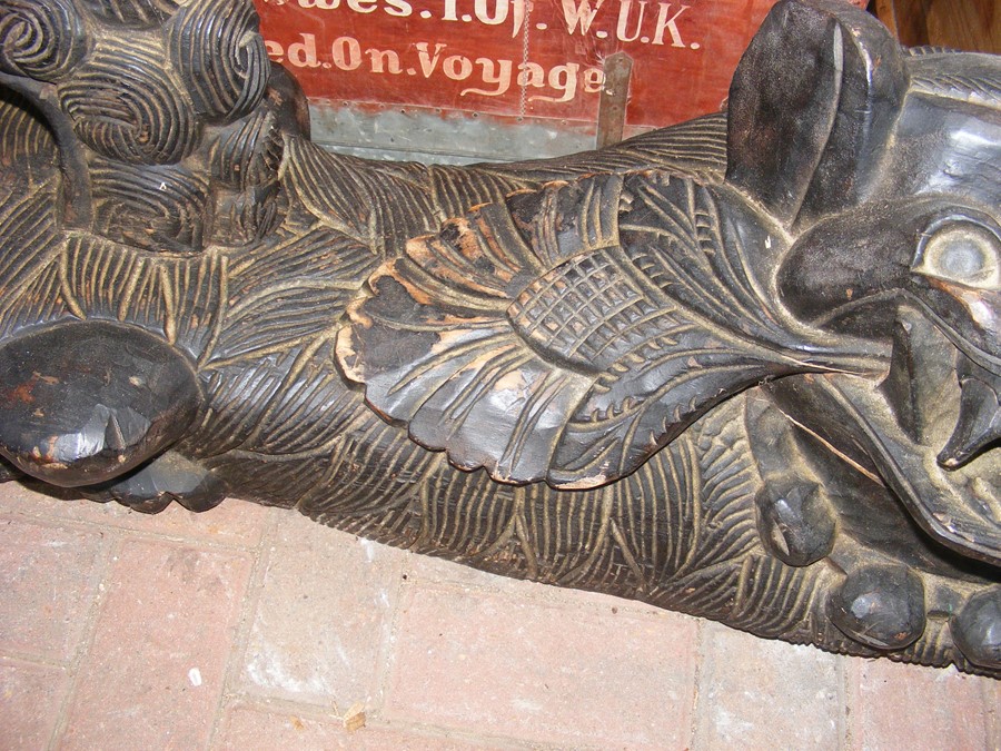 A large carved wooden oriental Dog of Foe - 100cm - Image 4 of 7