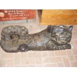 A large carved wooden oriental Dog of Foe - 100cm