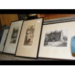 A selection of etchings including Crozier