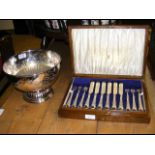 A cased set of solid silver fruit knives and forks