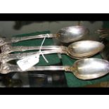 A set of four heavy silver Kings Pattern serving s