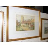 FANNY MINNS - watercolour of Godshill Church - sig