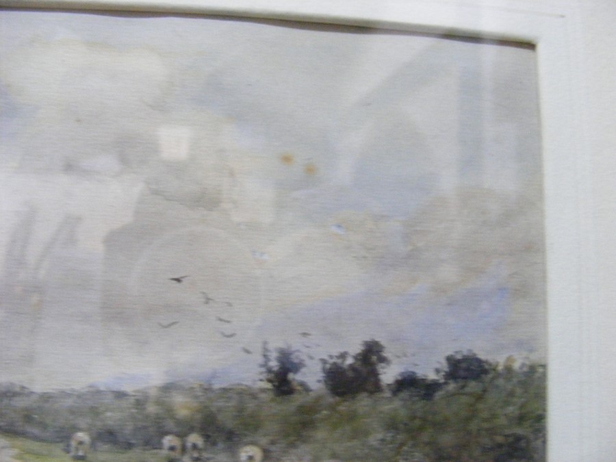 ANTON MAUVE - a small watercolour of sheep in coun - Image 5 of 6