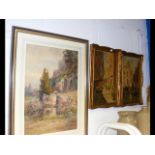 A pair of oils of Continental street scenes, beari