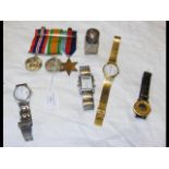 Gents wrist watches, Second World War medals, etc.