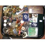 A tray of costume jewellery including wrist watche