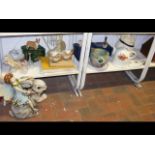 Two shelves of collectable ceramic ware including