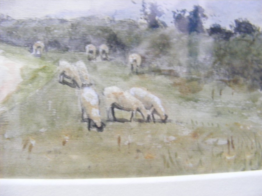 ANTON MAUVE - a small watercolour of sheep in coun - Image 4 of 6