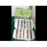 A selection of fishing flies in Wheatley case, tog