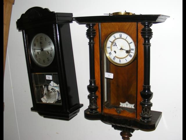 Antique wall clock and one other