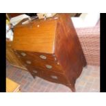 A mahogany Georgian bureau with fitted interior