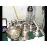 An Indian silver bowl, silver canister, etc.