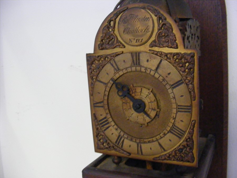 A 20cm high lantern clock on wooden bracket - Robe - Image 2 of 10