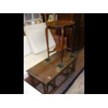 A nest of oak occasional tables, together with a t