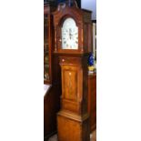 A 19th century inlaid oak longcase clock with pain