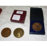 Boxed medallions, including Diamond Jubilee, Frenc