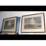 A pair of coastal watercolours with scenes on the