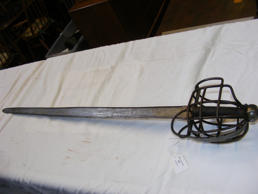 An old sword with metal hand guard, together with - Image 2 of 22