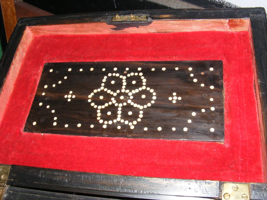 A rosewood writing slope, quill work box and one o - Image 10 of 13