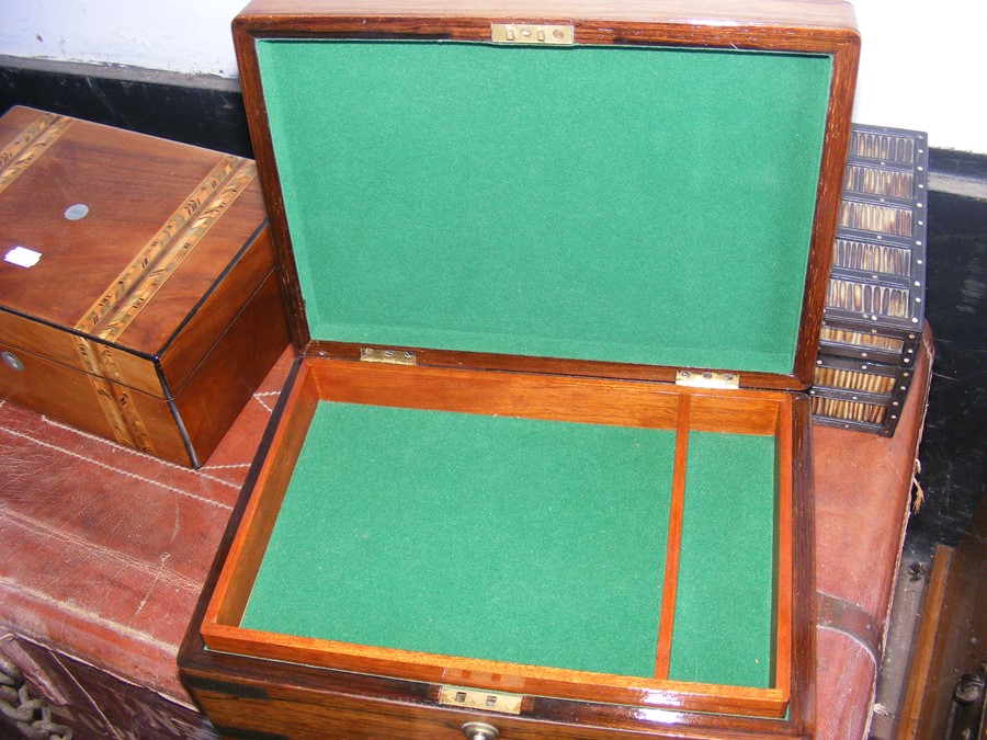 A rosewood writing slope, quill work box and one o - Image 3 of 13